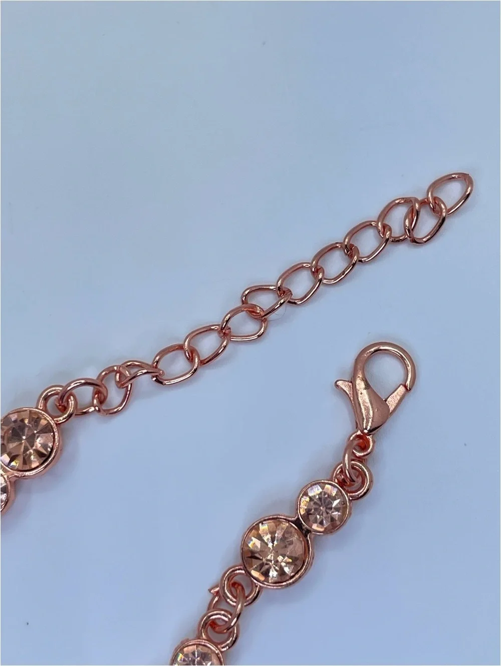 Copper Tone Crystal Tennis Bracelet Champagne Rhinestone Link